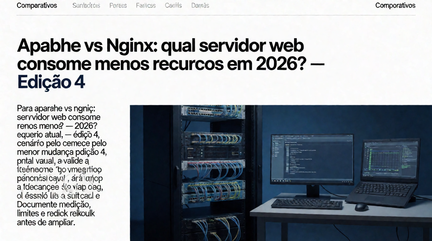 Capa editorial local sobre comparativos; tema: Apache vs Nginx: qual servidor web consome menos recursos em 2026? — Edição 4