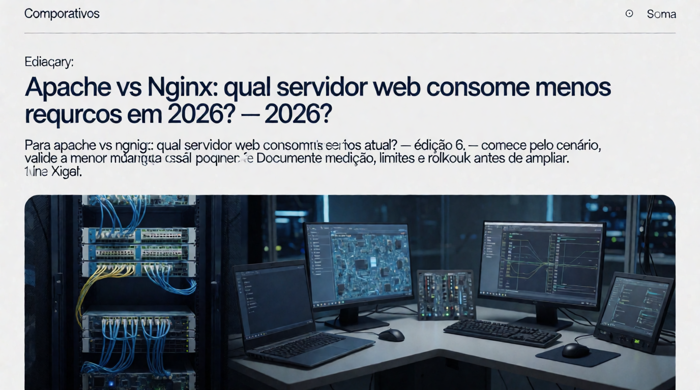 Capa editorial local sobre comparativos; tema: Apache vs Nginx: qual servidor web consome menos recursos em 2026? — Edição 6