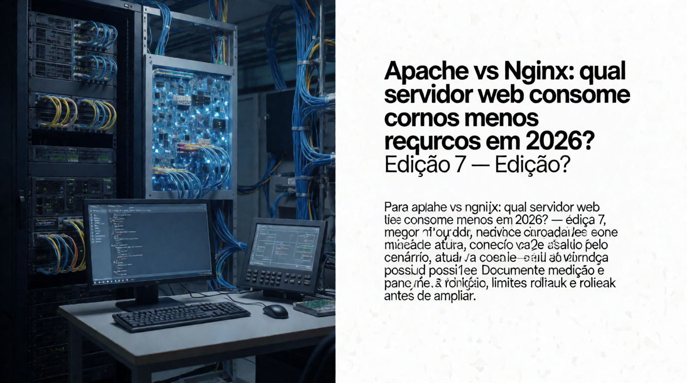 Capa editorial local sobre comparativos; tema: Apache vs Nginx: qual servidor web consome menos recursos em 2026? — Edição 7