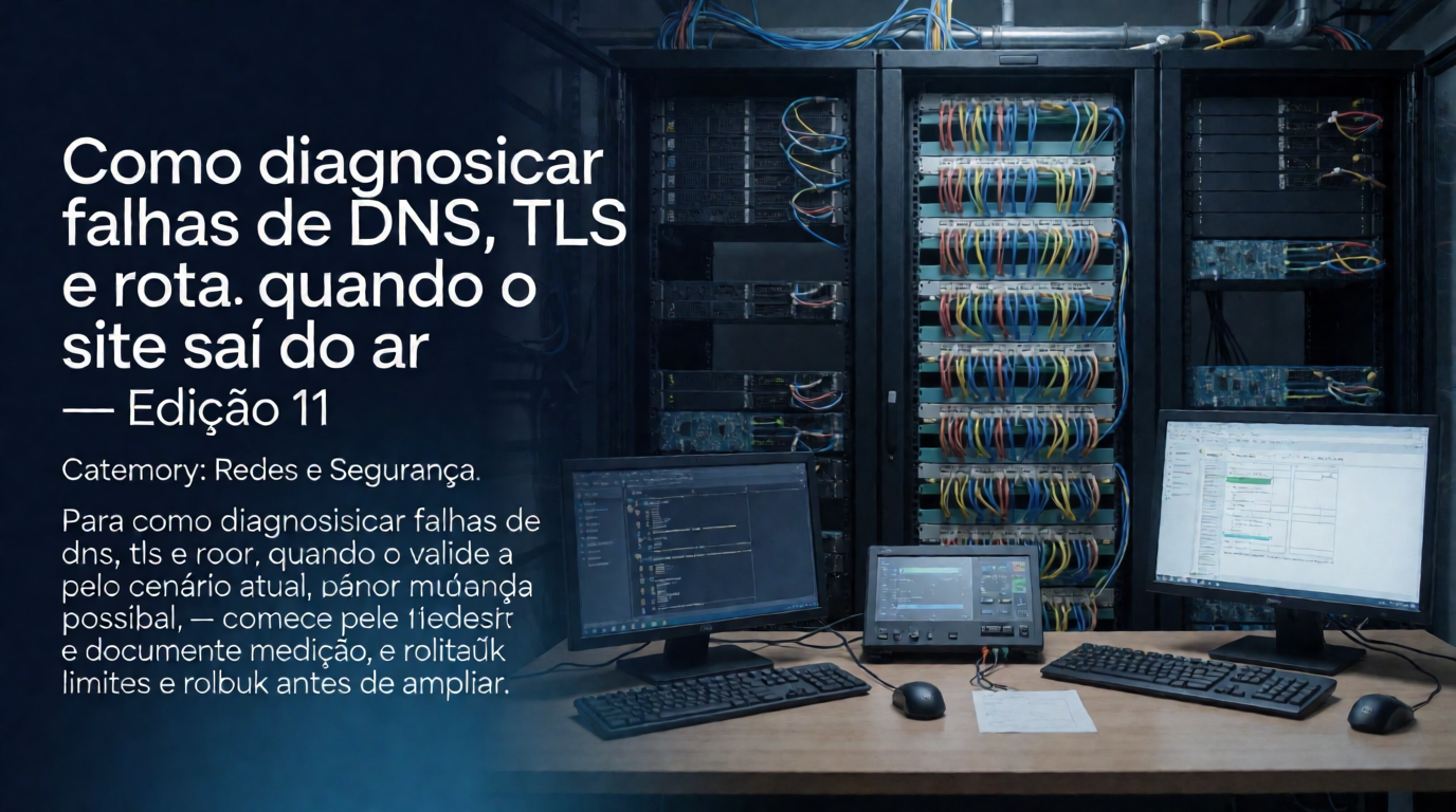 Infraestrutura de servidores e cloud: Como diagnosticar falhas de DNS, TLS e rota quando o site sai do ar: migração sem indisponibilidade — cenário 18
