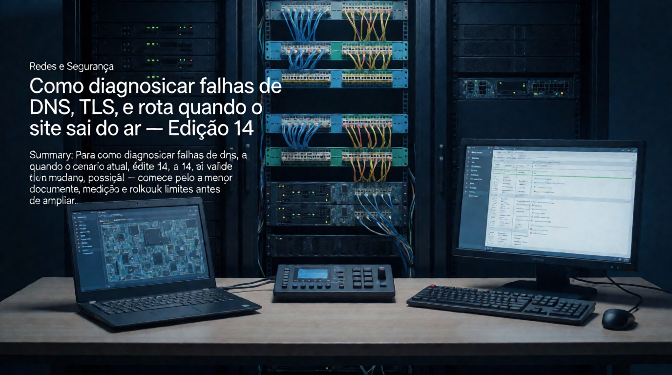 Infraestrutura de servidores e cloud: Como diagnosticar falhas de DNS, TLS e rota quando o site sai do ar: troubleshooting