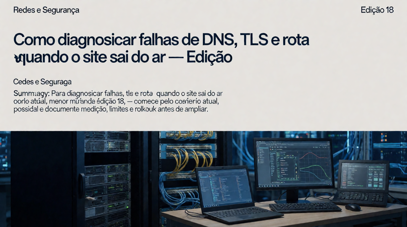 Infraestrutura de servidores e cloud: Como diagnosticar falhas de DNS, TLS e rota quando o site sai do ar: checklist de produção