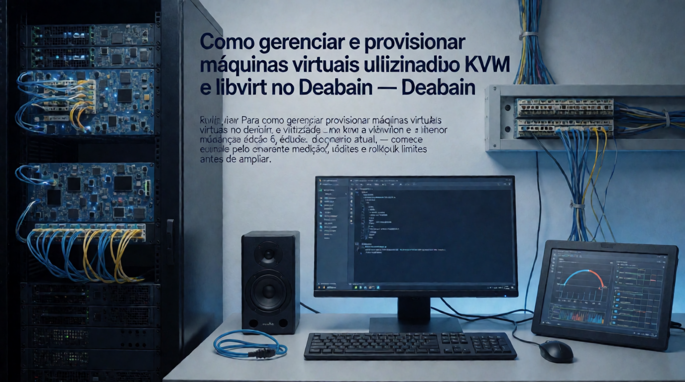 Capa editorial local sobre vps e cloud; tema: Como gerenciar e provisionar máquinas virtuais utilizando KVM e libvirt no Debian — Edição 6