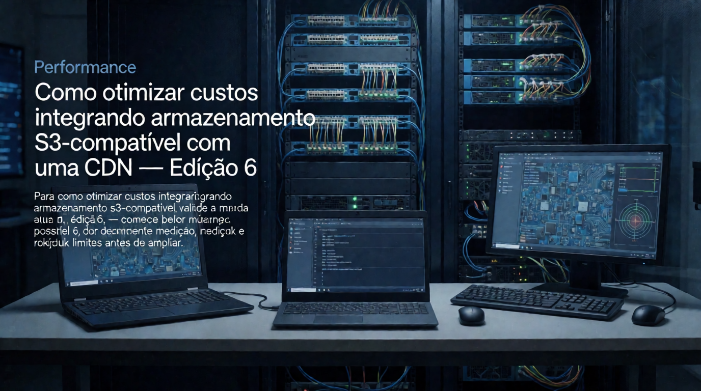 Capa editorial local sobre performance; tema: Como otimizar custos integrando armazenamento S3-compatível com uma CDN — Edição 6