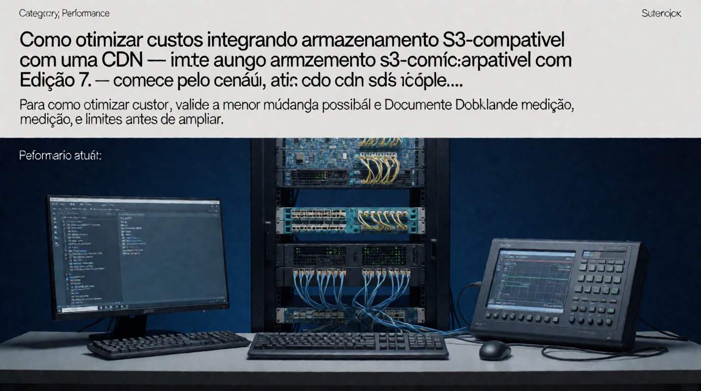 Capa editorial local sobre performance; tema: Como otimizar custos integrando armazenamento S3-compatível com uma CDN — Edição 7