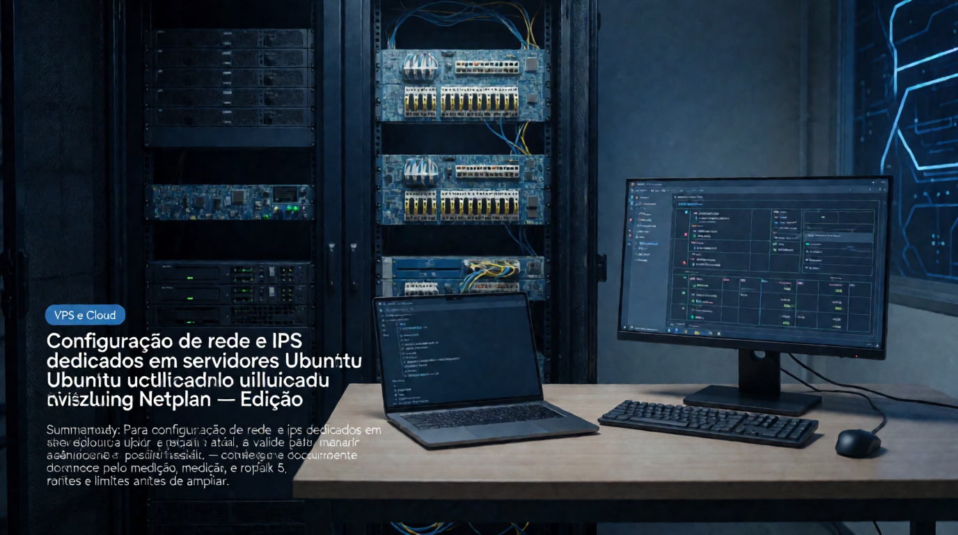 Capa editorial local sobre vps e cloud; tema: Configuração de rede e IPs dedicados em servidores Ubuntu utilizando Netplan — Edição 5