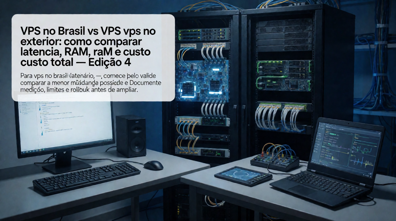 Capa editorial local sobre comparativos; tema: VPS no Brasil vs VPS no exterior: como comparar latência, RAM e custo total — Edição 4